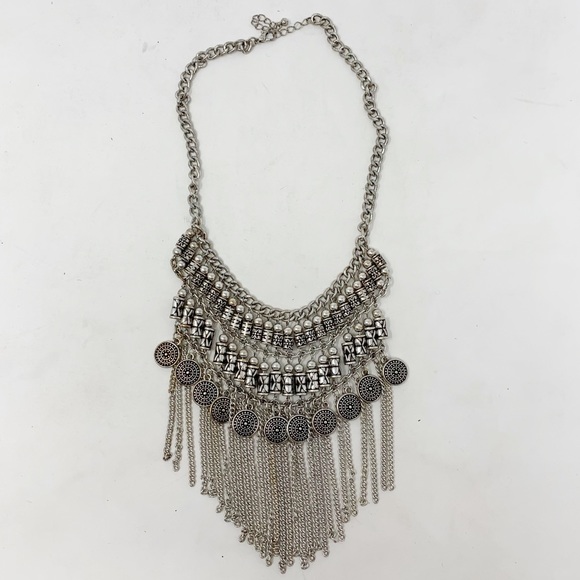 Bohemian Jewelry - Boho | Silver tone statement necklace